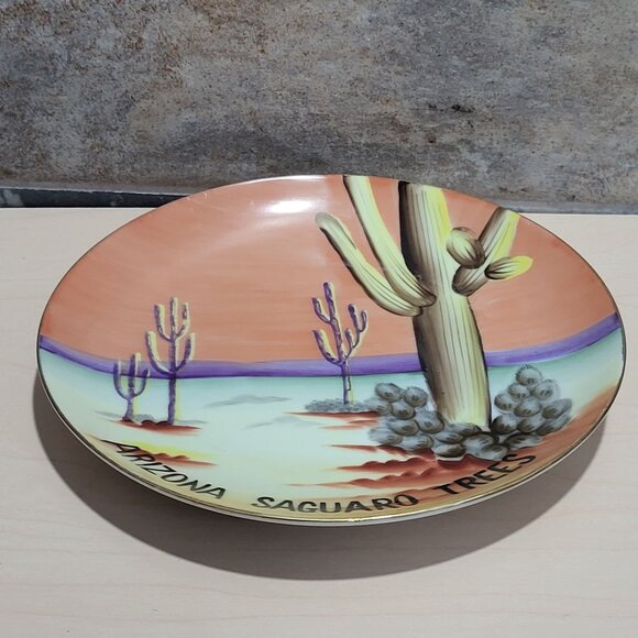 Norcrest Fine China Arizona Saguaro Trees Decorative Plate P267 Hand Painted - Picture 5 of 9